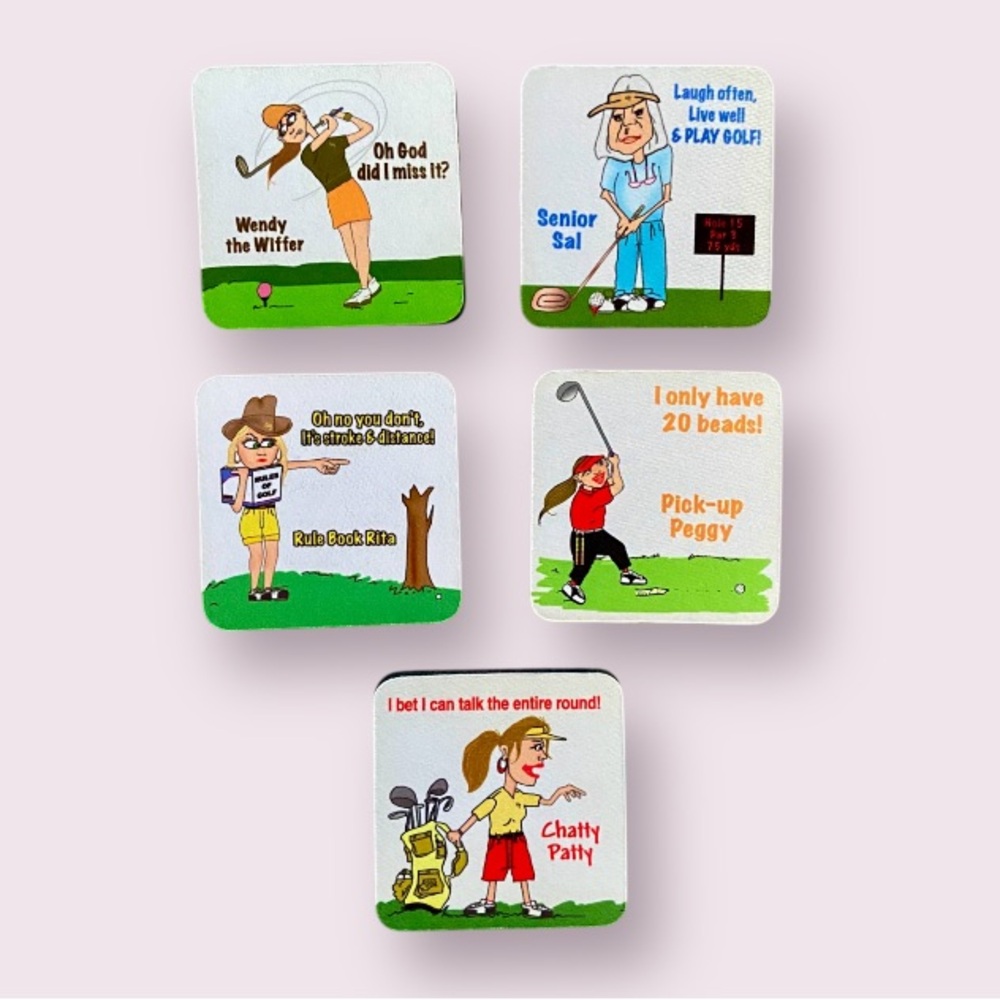 Funny Conversation Golf Coaster Drinks Mat - Set of 5